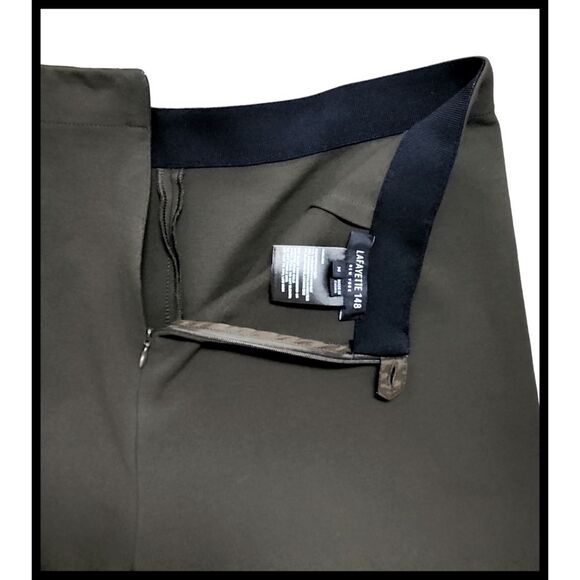Lafayette 148 New York High Waist Wide Leg Ponte Knit Pants Olive Green Medium - Picture 6 of 9